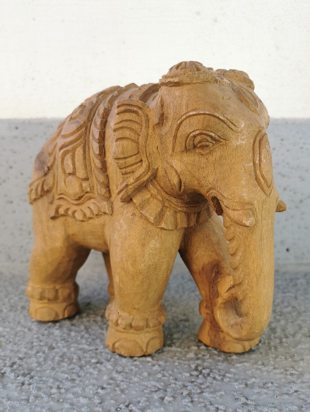 Vintage Hand Carved Wooden Elephant